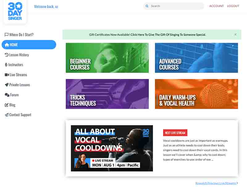 Member Dashboard Screenshot